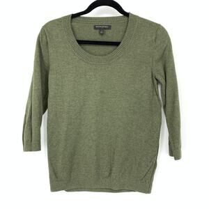 Banana Republic Factory Scoop Neck 3/4 Sleeve Pullover Sweater Womens Sz S Green